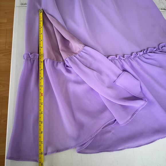 Lovers and Friends Arden Midi Chiffon with Side Seam Slits Dress Purple Lilac  S - Picture 15 of 15